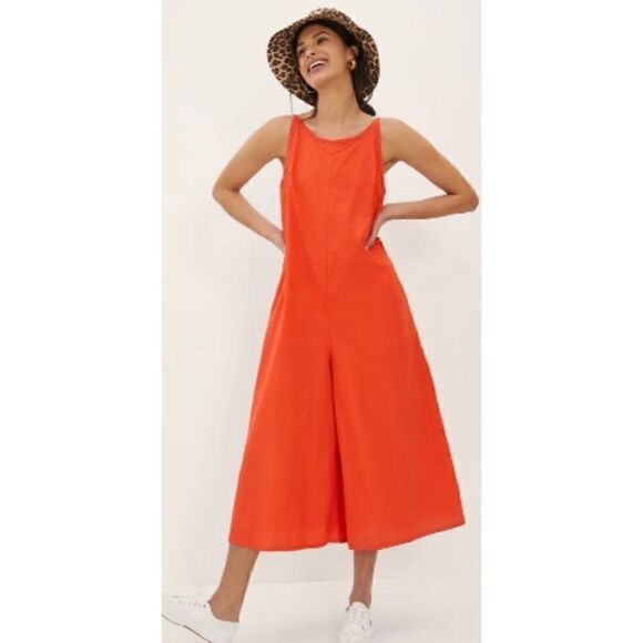 Maeve Pants - Rare-Maeve Chrysanthemum Wide-Leg Poplin 
Jumpsuit Size M